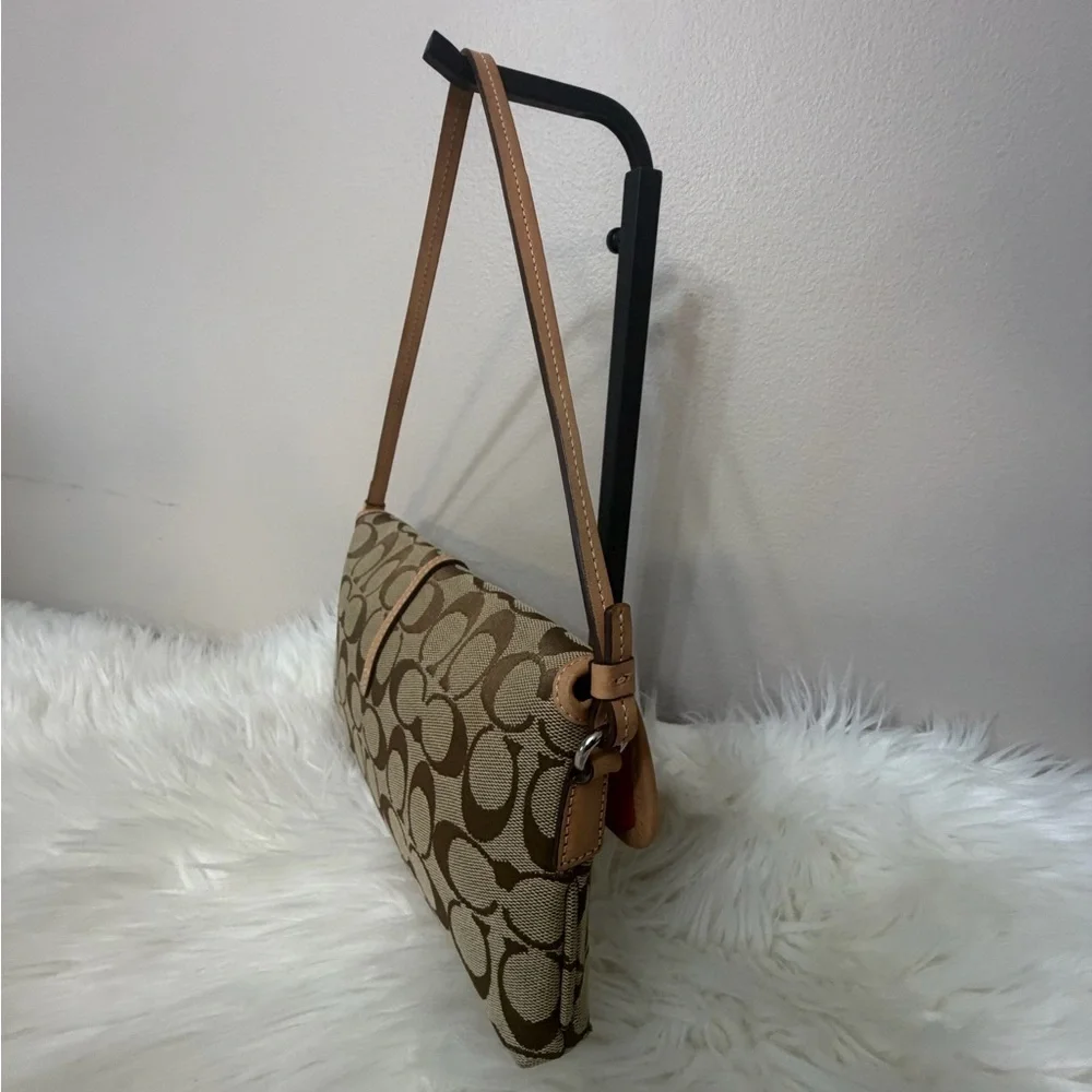 Coach Vintage Tan and Brown Signature Shoulder Bag # 6348